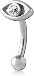 SURGICAL STEEL GRADE 316L JEWELED FANCY CURVED MICRO BARBELL - EYE