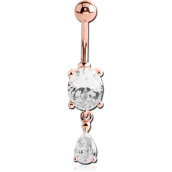 ROSE GOLD PLATED BASE METAL JEWELED NAVEL BANANA WITH CHARM