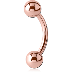 ROSE GOLD PVD COATED SURGICAL STEEL GRADE 316L CURVED BARBELL