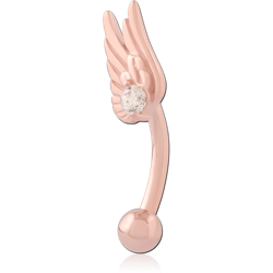ROSE GOLD PVD COATED SURGICAL STEEL GRADE 316L JEWELED FANCY CURVED MICRO BARBELL