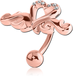 ROSE GOLD PLATED BASE METAL JEWELED NAVEL WING HEART BANANA