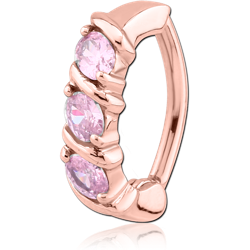 ROSE GOLD PVD COATED SURGICAL STEEL GRADE 316L JEWELED BELLY CLICKER