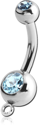 SURGICAL STEEL GRADE 316L DOUBLE VALUE CRYSTAL JEWELED MINI NAVEL BANANA WITH HOOP
