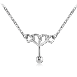SURGICAL STEEL GRADE 316L BELLY CHAIN NAVEL BANANA - THREE HEARTS