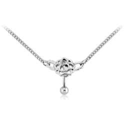 SURGICAL STEEL GRADE 316L JEWJELED BELLY CHAIN NAVEL BANANA - MULTI FLOWERS