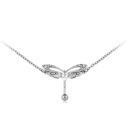SURGICAL STEEL GRADE 316L JEWJELED BELLY CHAIN NAVEL BANANA - BUTTERFLY