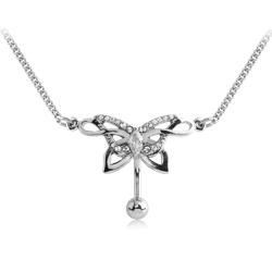 SURGICAL STEEL GRADE 316L JEWELED BELLY CHAIN NAVEL BANANA - BUTTERFLY INFINITY