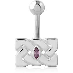 STERLING 925 SILVER JEWELED NAVEL BANANA