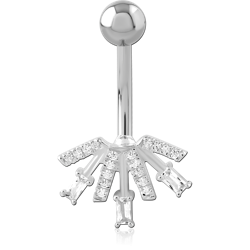 STERLING 925 SILVER JEWELED NAVEL BANANA