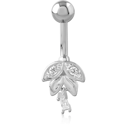 STERLING 925 SILVER JEWELED NAVEL BANANA