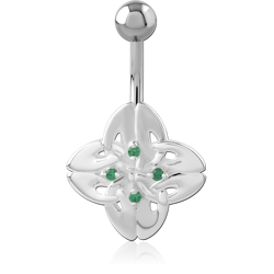 STERLING 925 SILVER JEWELED NAVEL BANANA