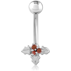 STERLING 925 SILVER JEWELED NAVEL BANANA