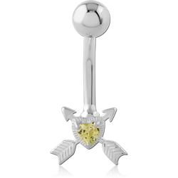 STERLING 925 SILVER JEWELED NAVEL BANANA
