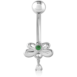 STERLING 925 SILVER JEWELED NAVEL BANANA