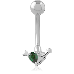 STERLING 925 SILVER JEWELED NAVEL BANANA