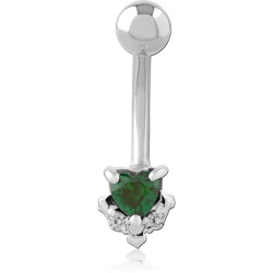 STERLING 925 SILVER JEWELED NAVEL BANANA