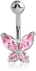 RHODIUM PLATED NAVEL BANANA WITH TITANIUM ALLOY PIN AND BALL