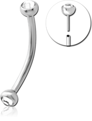 TITANIUM ALLOY DOUBLE JEWELED DISC THREADLESS CURVED BARBELL