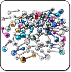 VALUE PACK OF MIX TITANIUM ALLOY JEWELED NAVEL BANANAS