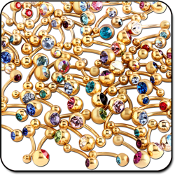 MIX-VALUE PACK GOLD PLATED JEWELED NAVEL BANANAS