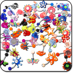 VALUE PACK OF MIX UV POLYMER NAVEL BANANAS WITH SILICONE