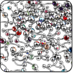 VALUE PACK OF MIX SURGICAL STEEL GRADE 316L JEWELED NAVEL BANANAS