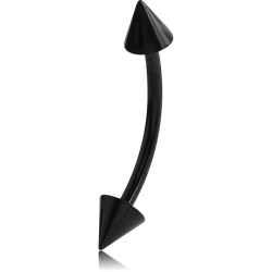 STERILE BLACK PVD COATED SURGICAL STEEL GRADE 316L CURVED MICRO BARBELL WITH CONES
