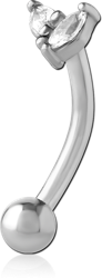 STERILE SURGICAL STEEL GRADE 316L JEWELED FANCY CURVED MICRO BARBELL