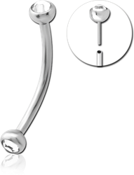 STERILE TITANIUM ALLOY DOUBLE JEWELED DISC THREADLESS CURVED BARBELL