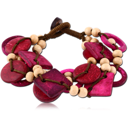 COTTON AND ORGANIC MATERIAL WOOD BEAD BRACELET