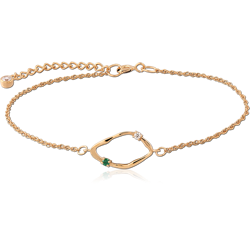 STERLING 925 SILVER GOLD 18K PLATED JEWELED BRACELET