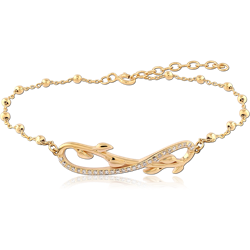 STERLING 925 SILVER GOLD 18K PLATED JEWELED BRACELET