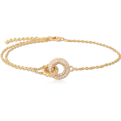 STERLING 925 SILVER GOLD PLATED 18K JEWELED BRACELET