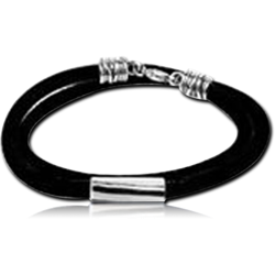 BLACK LEATHER BRACELET WITH BEADS