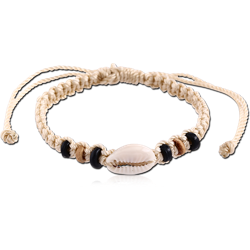 BRACELET NYLON POLYMER 1.5MM NATURAL COLOURS WITH COCO AND COWRIE SHELL