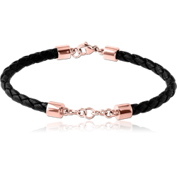 ROSE GOLD PVD COATED SURGICAL STEEL GRADE 316L BRACELET WITH LEATHER