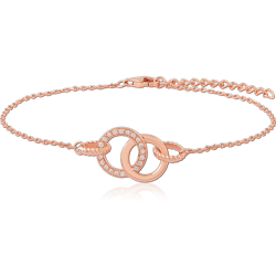 STERLING 925 SILVER ROSE GOLD JEWELED BRACELET
