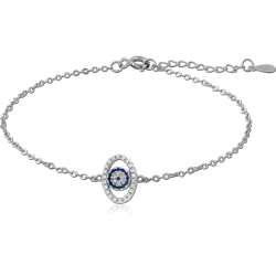 STERLING SILVER 925 RHODIUM COATED JEWELED BRACELET