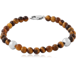 STERLING 925 SILVER RHODIUM PLATED  BRACELET WITH STONE BEADS