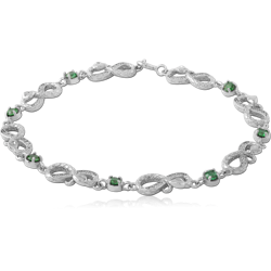 STERLING SILVER 925 RHODIUM COATED JEWELED BRACELET