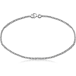 STERLING 925 SILVER FLAT CURB CHAIN BRACELET WITH LOCKER