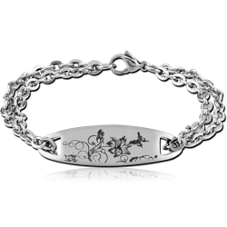 SURGICAL STEEL GRADE 316L BRACELET WITH PLATE - FLOWERS