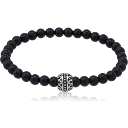 SURGICAL STEEL GRADE 316L ELLASTIC BRACELET WITH STONE BEADS