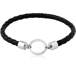 SURGICAL STEEL GRADE 316L BRACELET WITH LEATHER