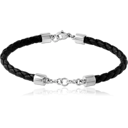 SURGICAL STEEL GRADE 316L BRACELET WITH LEATHER