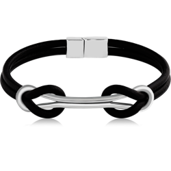 SURGICAL STEEL GRADE 316L BRACELET WITH LEATHER