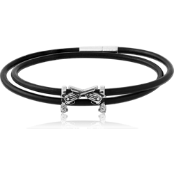 SURGICAL STEEL GRADE 316L BRACELET WITH LEATHER