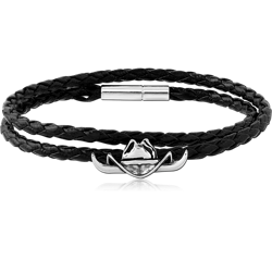 SURGICAL STEEL GRADE 316L BRACELET WITH LEATHER