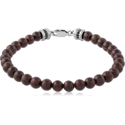 SURGICAL STEEL GRADE 316L ELLASTIC BRACELET WITH BLACK LAVA STONE BEADS