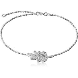 STERLING 925 SILVER JEWELED BRACELET - LEAF